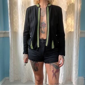 ming wang futuristic cardigan black & neon yellow size petite xs